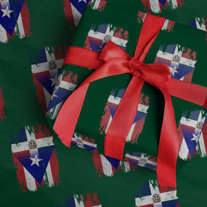 Dominican Puerto Rican Flag Wrapping Paper Roll Mixed Heritage Pride TS10 Green Print Your Wear