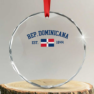 Dominican Republic Crystal Glass Ornament Vintage Distressed Varsity Rep Dominicana Flag TS10 Transparent Glass 3'' Circle Print Your Wear