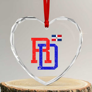 Dominican Republic Heart Crystal Glass Ornament Distressed RD Flag Dominican Pride TS10 Transparent Glass 3'' Heart Print Your Wear