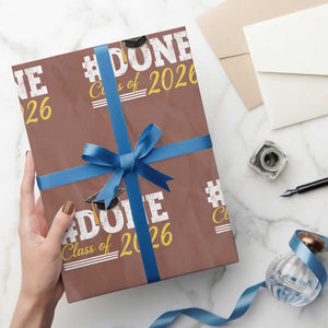 Done Class of 2026 Graduation Wrapping Paper Roll Mortarboard Graphic TS11 Mocha Print Your Wear