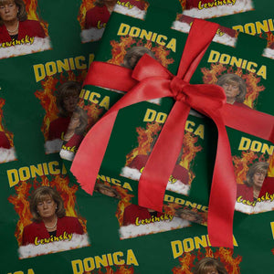 Donica Lewinsky Fire Trump Meme Wrapping Paper Roll Viral Scandal Parody Political Roast Vibes TS02 Green Print Your Wear