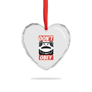 Don't Obey Portland Frog Heart Crystal Glass Ornament Protest Parody Poster Graphic TS02 Print Your Wear