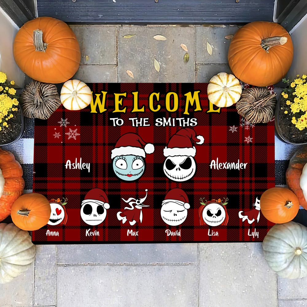 Personalized Welcome To The Nightmare Family Jack Christmas Doormat CTM Custom - Printyourwear