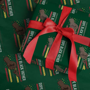 Dope Black Dad Wrapping Paper Roll Vintage American Flag Fist Bump TS11 Green Print Your Wear