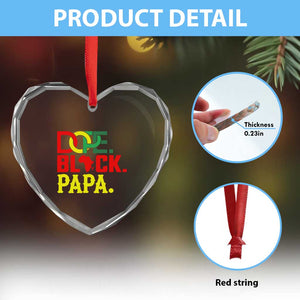 Dope Black Papa Heart Crystal Glass Ornament Melanin King Fathers Day Gift