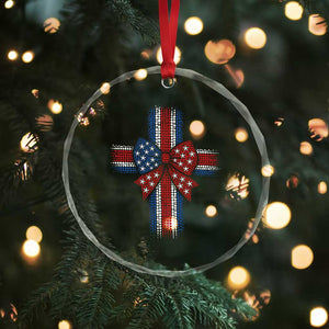 Dot Day Christian Crystal Glass Ornament Patriotic Polka Dot Cross
