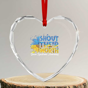 Down Syndrome Awareness Sunflower Heart Crystal Glass Ornament Shout Their Worth TS10 Transparent Glass 3'' Heart Print Your Wear