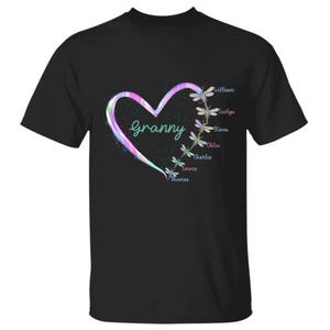 Personalized Mom Dragonfly Heart Custom Kids Name Shirt for Mother's Day Mama Grandma Auntie CTM02 T Shirt Custom - Printyourwear