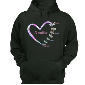 Personalized Mom Dragonfly Heart Custom Kids Name Shirt for Mother's Day Mama Grandma Auntie CTM02 Hoodie Custom - Printyourwear
