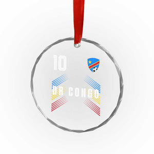 DR Congo Soccer Sports Graphic Number 10 Jersey Style Crystal Glass Ornament Proud Congolese Football Fans Game Day Pride