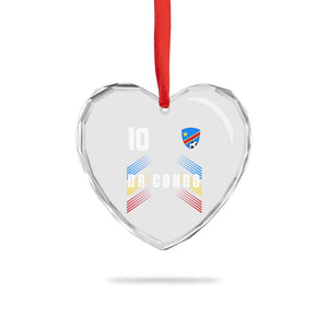 DR Congo Soccer Sports Graphic Number 10 Jersey Style Heart Crystal Glass Ornament Proud Congolese Football Fans Game Day Pride