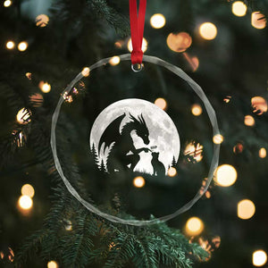 Dragon Boop Cat Full Moon Graphic Crystal Glass Ornament Cute Fantasy Animal RPG Gamers