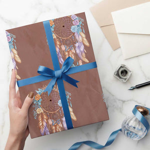 Dream Catcher Colorful Boho Floral Feather Graphic Wrapping Paper Roll