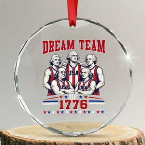 Dream Team of 1776 Funny Basketball 4th of July Founding Fathers Crystal Glass Ornament