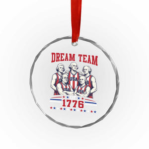 Dream Team of 1776 Funny Basketball 4th of July Founding Fathers Crystal Glass Ornament