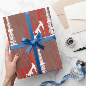 Drill Baby Drill American Flag Wrapping Paper Roll Distressed Oil Rig Oildfield Energy Industry TS02 Mocha Print Your Wear