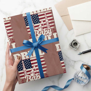 Drill Baby Drill American Flag Wrapping Paper Roll Retro Oilfield Oil Rig Patriot TS02 Mocha Print Your Wear