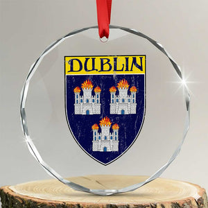 Dublin Ireland Crystal Glass Ornament The Coat of Arms of Dublin Three Burning Castles TS11 Transparent Glass 3'' Circle Print Your Wear