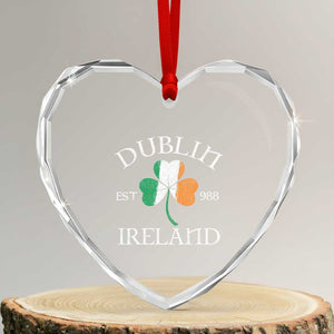 Dublin Ireland Est 988 Heart Crystal Glass Ornament St Patricks Day Shamrock Leaf TS11 Transparent Glass 3'' Heart Print Your Wear