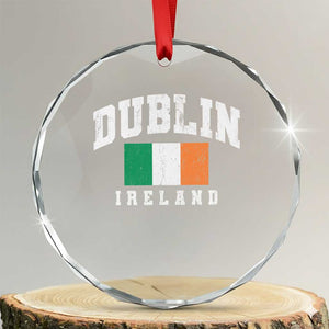 Dublin Ireland Flag Irish Retro Throwback Sports Design Crystal Glass Ornament TS11 Transparent Glass 3'' Circle Print Your Wear