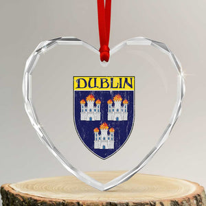 Dublin Ireland Heart Crystal Glass Ornament The Coat of Arms of Dublin Three Burning Castles TS11 Transparent Glass 3'' Heart Print Your Wear