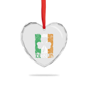 Dublin Ireland St Patricks Day Heart Crystal Glass Ornament Distressed Shamrock Vintage Irish Flag TS11 Print Your Wear