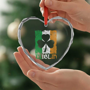 Dublin Ireland St Patricks Day Heart Crystal Glass Ornament Distressed Shamrock Vintage Irish Flag TS11 Print Your Wear