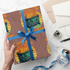 Dumpster Fire Wrapping Paper Roll It's Fine I'm Fine Everything Is Fine Retro Vintage TS02 Mocha Print Your Wear