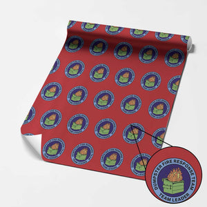 Dumpster Fire Response Team Leader Badge Wrapping Paper Roll Funny Office Chaos Holiday Gag Gift TS02 Red Print Your Wear