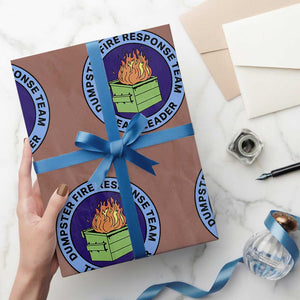 Dumpster Fire Response Team Leader Badge Wrapping Paper Roll Funny Office Chaos Holiday Gag Gift TS02 Mocha Print Your Wear