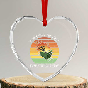 Dumpster Fire Skeleton Heart Crystal Glass Ornament It's Fine I'm Fine Everything Is Fine TS02 Transparent Glass 3'' Heart Print Your Wear