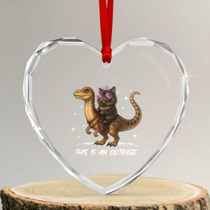 Dungeon Cat This Is An Outrage Heart Crystal Glass Ornament Funny Princess Kitten Dinosaur TS11 Transparent Glass 3'' Heart Print Your Wear