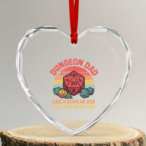 Dungeon Dad Like A Regular Dad But With More Dice Heart Crystal Glass Ornament RPG Father Gamer TS11 Transparent Glass 3'' Heart Print Your Wear