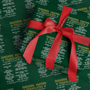 Dungeon Master Translator RPG Humor Wrapping Paper Roll Sarcastic Tabletop Roleplay Game Masters and Players TS02 Green Print Your Wear