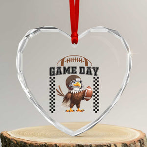 Eagle Football Heart Crystal Glass Ornament Game Day Humor Gift TS12 Transparent Glass 3'' Heart Print Your Wear