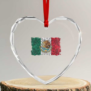 Eagle Mexican Flag Heart Crystal Glass Ornament Aztecs Mexico Heritage Roots TS10 Transparent Glass 3'' Heart Print Your Wear
