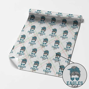 Eagles Girl Wrapping Paper Roll Messy Bun Funny Sports Fan Team TS02 Christmas Plaid Print Your Wear