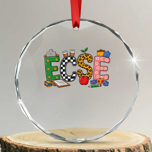 Early Childhood Special Education Teacher Crystal Glass Ornament ECSE Life TS12 Transparent Glass 3'' Circle Print Your Wear