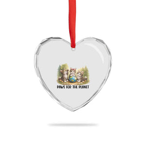 Earth Day Cat Lover Heart Crystal Glass Ornament Paws For The Planet TS12 Print Your Wear