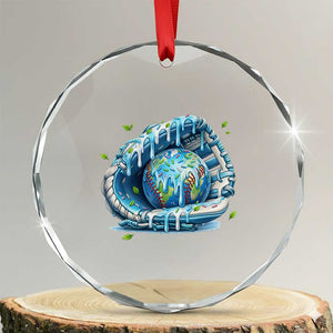 Earth Day Crystal Glass Ornament Funny Baseball Ice Cream Drip Glove Eco Friendly TS14 Transparent Glass 3'' Circle Print Your Wear