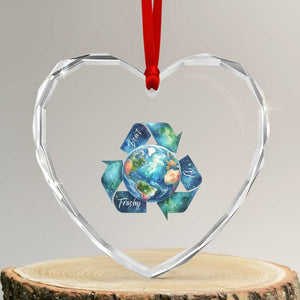 Earth Day Dont Be Trashy Heart Crystal Glass Ornament Environmental Awareness Gift TS12 Transparent Glass 3'' Heart Print Your Wear