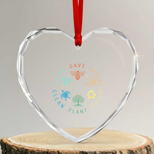 Earth Day Environment Heart Crystal Glass Ornament Save Bees Rescue Animals Recycle Plastic TS10 Transparent Glass 3'' Heart Print Your Wear