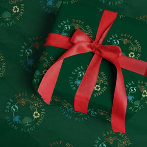Earth Day Environment Wrapping Paper Roll Save Bees Rescue Animals Recycle Plastic TS10 Green Print Your Wear