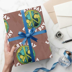 Earth Day Everyday Wrapping Paper Roll Peace Sign Nature Lover TS14 Mocha Print Your Wear