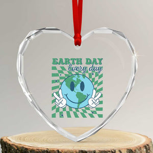 Earth Day Everyday Heart Crystal Glass Ornament Smile Face Hippie Planet Anniversary TS02 Transparent Glass 3'' Heart Print Your Wear