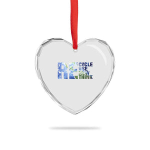 Earth Day Heart Crystal Glass Ornament Recycle Reuse Renew Rethink TS14 Print Your Wear