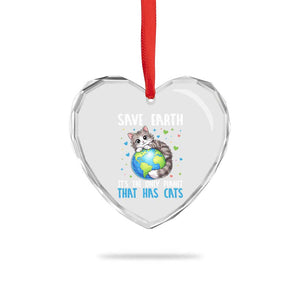 Earth Day Heart Crystal Glass Ornament Save Earth Its The Only Planet With Cats TS12 Print Your Wear
