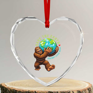 Earth Day Heart Crystal Glass Ornament Save The Earth Bigfoot Lives Here TS12 Transparent Glass 3'' Heart Print Your Wear