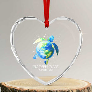 Earth Day Sea Turtle Heart Crystal Glass Ornament Restore Earth Save The Planet TS02 Transparent Glass 3'' Heart Print Your Wear