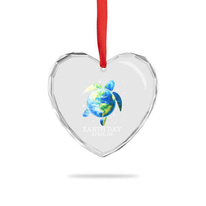 Earth Day Sea Turtle Heart Crystal Glass Ornament Restore Earth Save The Planet TS02 Print Your Wear